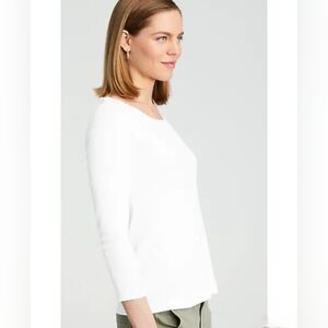 ( J. Jill ) 100% Pima Cotton 3/4-Sleeve, Scoop Neck, Side-Inset Tee